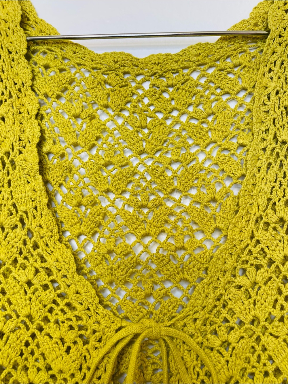 Vintage Michel Klein Paris Y2K Crochet Tie-Front Top - Yellow Size S-M - Picture 3 of 10